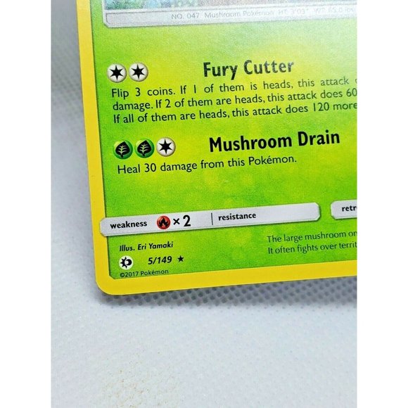 2017 Mint Condition Pokémon Stage 1 No. 047 Parasect Trading Card - Picture 5 of 8